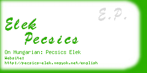 elek pecsics business card